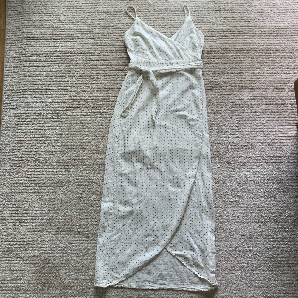 Line & Dot Lillie Polka Dot Wrap Cotton Maxi Dress White Size Small - Picture 2 of 8
